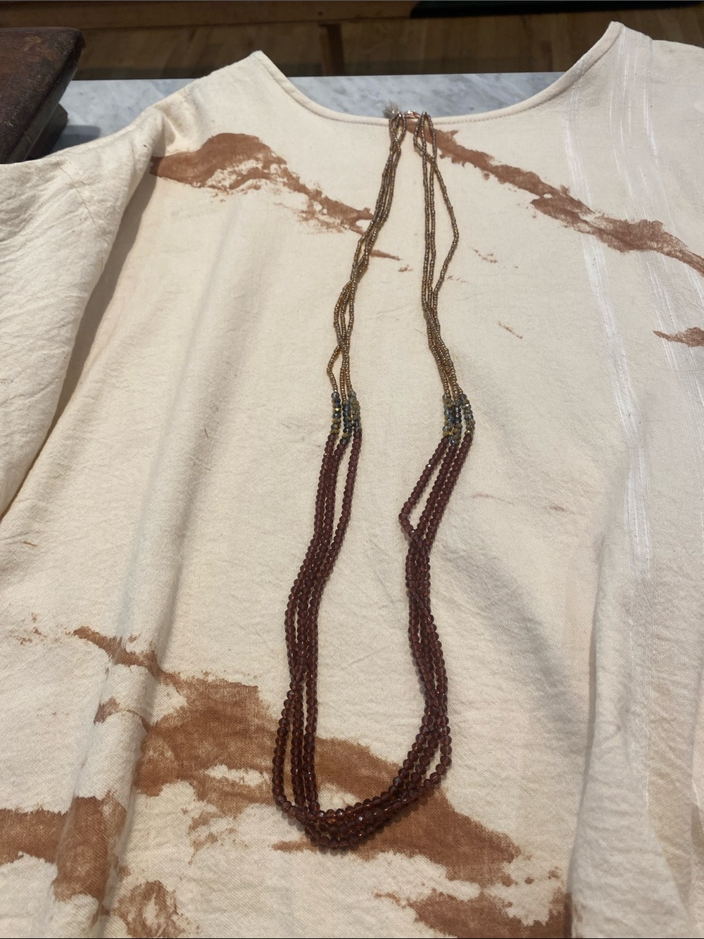 Layered Brown Beaded Multi-Strand Necklace
